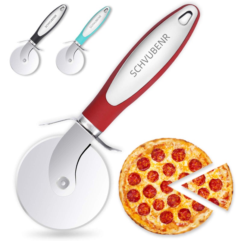 SCHVUBENR Premium Pizza Cutter Wheel - Stainless Steel - Easy to Cut and Clean - Super Sharp Pizza Slicer - Dishwasher Safe - Handles Large and Small Pizza - Corte De Pizza(Red) - Image 1